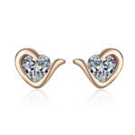 S925 Sterling Silver Moissanite Champagne Gold Heart-Shaped Earrings for Women, Unique Design, Exquisite and Compact, Daily Versatile