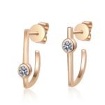 S925 Sterling Silver Minimalist Irregular Moissanite Champagne Gold Earrings for Women