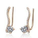 S925 Silver Moissanite Champagne Gold Heart Earrings for Women, Fashionable Line Art Earrings