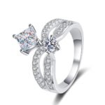 S925 Sterling Silver Crown Ring for Women with Moissanite