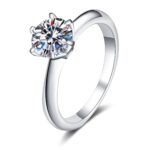 S925 Sterling Silver Ring for Women 50 Points 1 Carat Moissanite Six Claw Ring