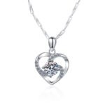 S925 Sterling Silver Heart Pendant Necklace with Moissanite, Short Choker, Factory Direct Wholesale