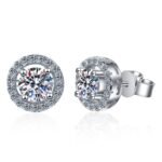 Moissanite Earrings 925 Silver Student Women Korean Japanese Simple Round Stud