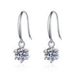 S925 Sterling Silver Ear Hooks Women Six-Prong Moissanite Earrings Plated Gold Factory Direct Wholesale