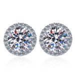 S925 Sterling Silver Women's 1 Carat Moissanite Four-Prong Round Stud Earrings
