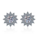 925 Silver Stud Earrings for Women, Four-Prong 1 Carat Moissanite, Round Cubic Zirconia Earrings