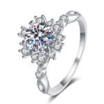 New 925 Sterling Silver Ring for Women 1 Carat Moissanite Flower Design, Valentine's Gift