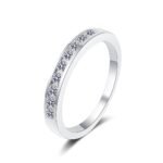 925 Silver Ring for Women Simple Band Ring with Bezel Set 27 Point Moissanite Ring Factory Direct