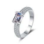 S925 Sterling Silver Women's Radiant Cut and Emerald Cut Moissanite Ring