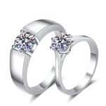 S925 Sterling Silver Korean Style Open Ring Moissanite Diamond Couple Ring Factory