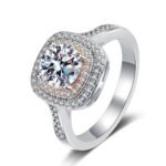 S925 Silver Square Wrap Women's Ring 1 Carat Moissanite Ring Fashionable Ring