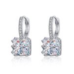 S925 Sterling Silver Princess Cut Moissanite Earrings for Women, Ear Cuff, Factory Direct Wholesale