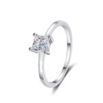 S925 Sterling Silver Ring for Women Princess Cut Moissanite Simple Band Factory Direct Wholesale