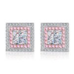 S925 Sterling Silver Moissanite Stud Earrings for Women, Rose Gold Tone, Factory Direct Wholesale