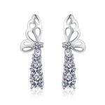 S925 Sterling Silver Moissanite Butterfly Earrings for Women, Elegant and Chic, Festival Gift