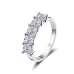 S925 Sterling Silver Ring for Women Princess Cut Moissanite Eternity Band