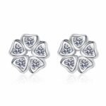 S925 Sterling Silver Women's Heart-Shaped Petal Moissanite Earrings, Sweet Style, Gift for Friends