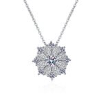 S925 Sterling Silver Sunflower Four-Prong Moissanite Pendant Necklace