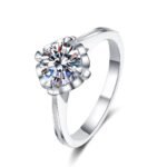 S925 Sterling Silver Ring for Women, Moissanite Ring with Heart Flower Basket, Everyday Fashionable Gift for Girlfriend