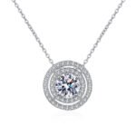 S925 Sterling Silver Necklace for Women, Double Circle Moissanite Choker Chain, Factory Direct Wholesale