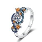 S925 Sterling Silver Angel Eye Ring with Inlaid Moissanite