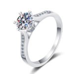 S925 Sterling Silver Ring for Women Rotating Six-Prong Moissanite Ring