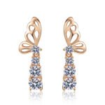 S925 Sterling Silver Moissanite Champagne Gold Earrings for Women Butterfly Element Elegant Luxury Cool Style