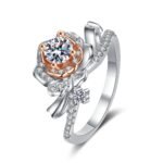 A Rose S925 Silver Women's Ring 50 Points Moissanite Ring Two-Tone Rose Gold 520 Valentine's Day Gift