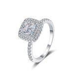S925 Sterling Silver Ring 1 Carat Princess Cut Moissanite Ring Luxurious European and American Style Hot Selling