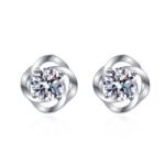 S925 Sterling Silver Earrings for Women, Simple Four-Claw Moissanite Stud Earrings, Factory Direct