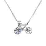 S925 Sterling Silver Moissanite Bicycle Pendant Necklace for Women, Simple and Cute, Factory Direct