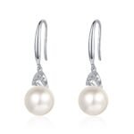 S925 Sterling Silver Drop Earrings with Freshwater Pearl and Moissanite