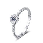 S925 Sterling Silver Ring for Women 30-Point Moissanite Round Wrap Band