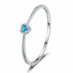 S925 Sterling Silver Bracelet Royal Blue Moissanite Heart Cute Sweet Bangle Wholesale