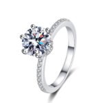 S925 Sterling Silver Ring for Women 2 Carat Moissanite Band Factory Wholesale