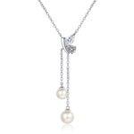S925 Sterling Silver Necklace for Women with Moissanite and Freshwater Pearl