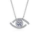 925 Silver Korean Fashion Women's Evil Eye Moissanite Pendant Necklace