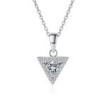 S925 Sterling Silver Triangle Moissanite Cluster Necklace for Women
