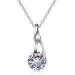 S925 Sterling Silver Necklace 2 Carat Moissanite Teardrop Pendant Chain