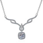 S925 Sterling Silver Four-Prong Moissanite Necklace for Women, 80-Point Simulated Diamond Choker, Factory Direct