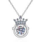 S925 Sterling Silver Crown Moissanite Pendant Necklace for Women