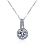 S925 Sterling Silver Collarbone Necklace for Women, Korean Style Round Moissanite Pendant, Simple Daily Versatile