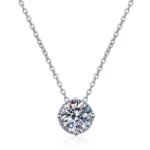 S925 Sterling Silver Round Pendant Moissanite Necklace for Women Simple Daily Versatile Factory Direct