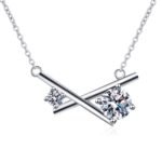 S925 Sterling Silver Cross Moissanite Necklace for Women, Korean Fashion Pendant, Wholesale