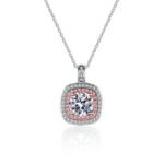 S925 Silver Square Micro-Set Moissanite Necklace for Women, Light Luxury Style