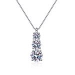 S925 Sterling Silver Moissanite Step Pendant Necklace, Wholesale, Choker