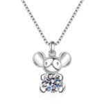 S925 Sterling Silver Pendant Necklace Cute Mouse Zodiac Charm Daily Wear
