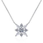 S925 Silver Moissanite Necklace Snowflake Pendant Marquise Cut Light Luxury Fashion Minimalist Trendy Collarbone Chain