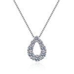 S925 Sterling Silver Moissanite Pendant Necklace for Women, Teardrop Full Drill Design, Elegant and Luxurious Holiday Gift
