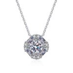 S925 Sterling Silver Necklace for Women, Square Moissanite Pendant Collarbone Chain, Factory Wholesale